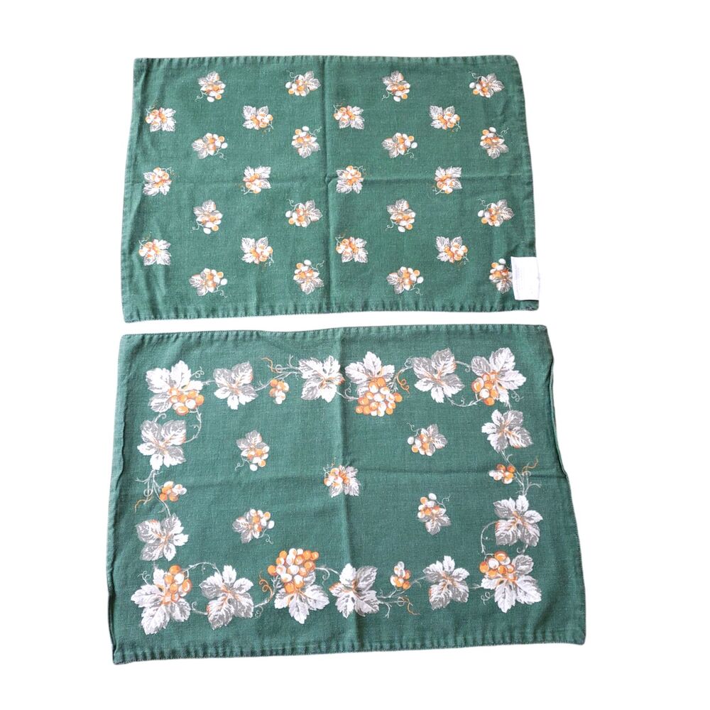 5 Williams Sonoma Placemats Grape Leaves Grapevine Leaf Tuscan Grapes Wine
